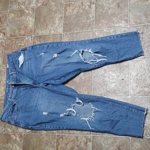 Old Navy Curvy High Rise O.G. Straight Distressed Blue Jeans Size 18